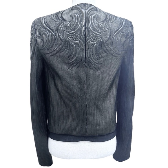 ROBERTO CAVALLI BLACK TOOLED & STITCHED LEATHER JACKET - Picture 10 of 15